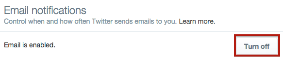 Turn off all Twitter Emails